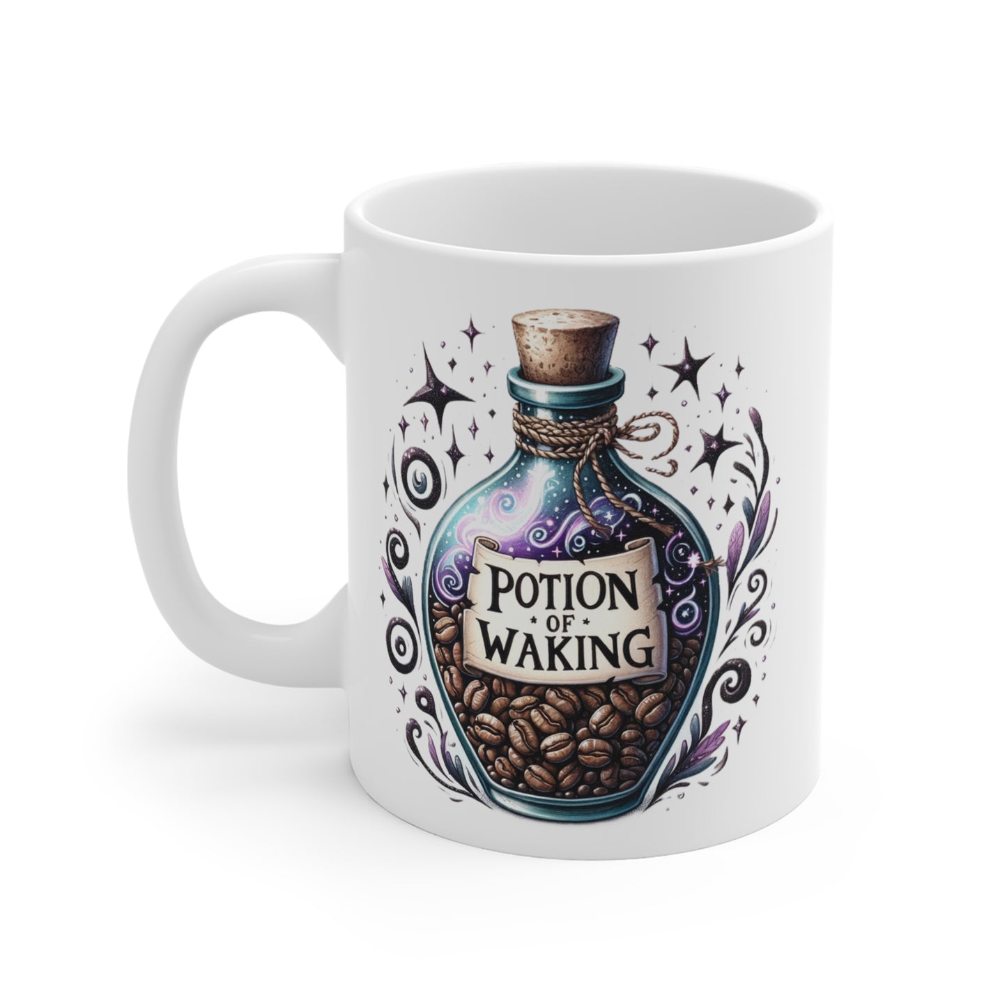 Mug - Potion of Waking Fantasy Mug - 11oz White Ceramic Mug - Perfect for Coffee Tea and Hot Chocolate - DnD, Pathfinder, RPG enthusiasts