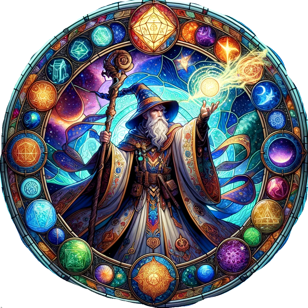 50 Spellcaster tokens: The Arcane Assembly - Wizards & Mages Digital Tokens - Stained Glass Fantasy Art, Transparent Backgrounds for VTT DnD