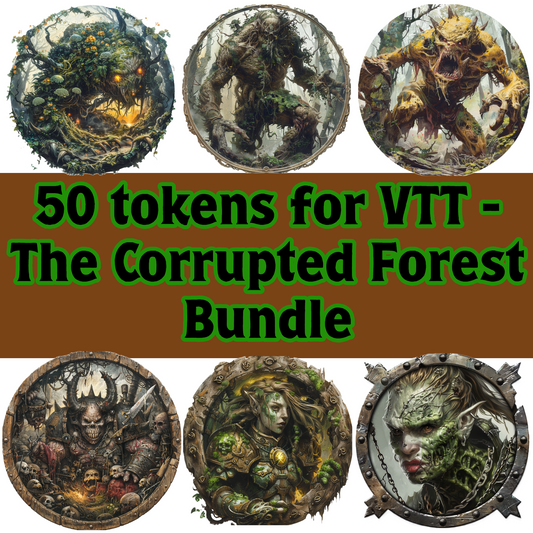 50 token bundle | Corrupted Forest Abominations | Digital PNG Circle Tokens for D&D | Fantasy Art Style | Transparent Backgrounds RPG enemy