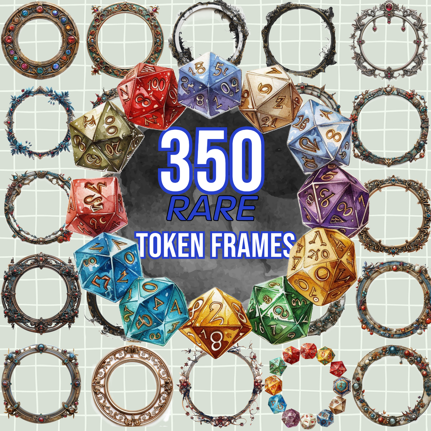 350 Rare DnD token frames