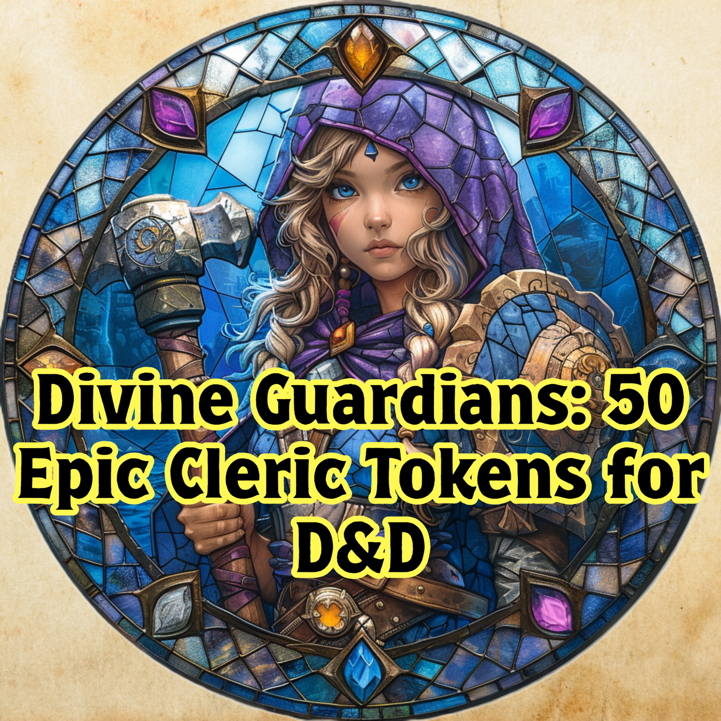 Divine Guardians: 50 Epic Cleric Tokens for D&D - Fantasy Art PNGs - Transparent background for VTT - Roll20, Fantasy grounds, DM gift